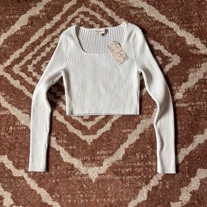 Willow White Ribbed Long Sleeve Top